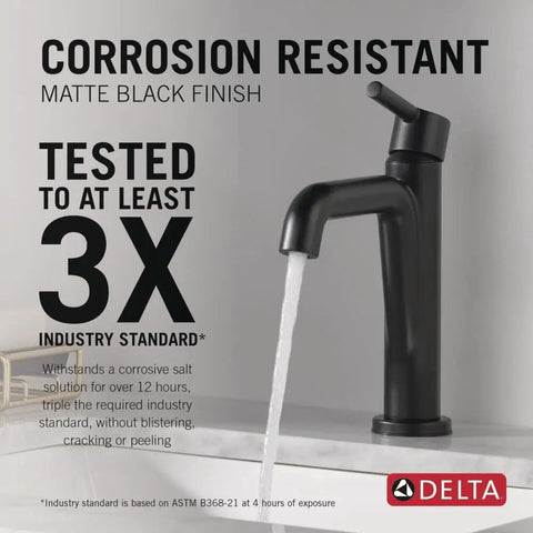 Matte Black One Hole Faucet For 4 Inch Installations With Deck Plate Included Fits One Or Three Hole Sinks in modern bathroom