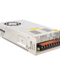 Top Shelf Heavy Duty 350W Single Output Switching Power Supply AC DC Converter for 12V 24V LED Lights, silver metal design.