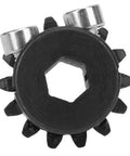 Pro-Grade 8mm Bevel Pinion Gear 14 Teeth With Cast Steel Clamp Bore Sprocket showing hexagonal center