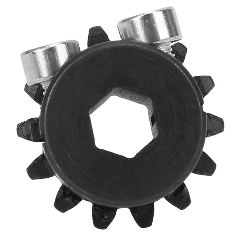Pro-Grade 8mm Bevel Pinion Gear 14 Teeth With Cast Steel Clamp Bore Sprocket showing hexagonal center