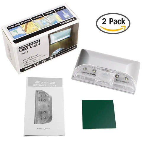 2 Pack Keyhole Light With Infrared Motion Sensor, Auto On In Darkness, 4 LED Bulbs, Wireless Door Lock Lamp For Nighttime Visibility And No More Fumbling At The Keyhole