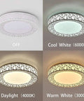 Dimmable Flush Mount Ceiling Light With Remote showing color temperatures 3000K to 6000K, 45W 18.9 Inch LED Fixture