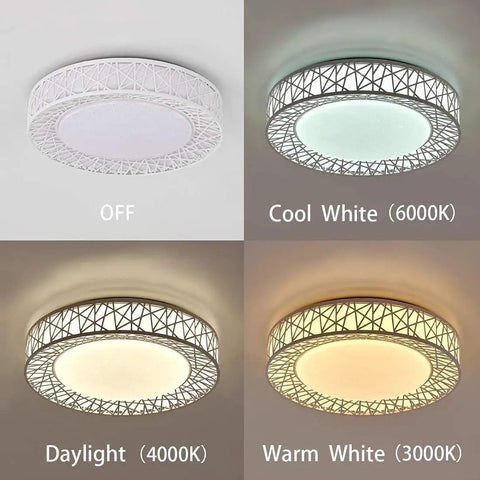 Dimmable Flush Mount Ceiling Light With Remote showing color temperatures 3000K to 6000K, 45W 18.9 Inch LED Fixture