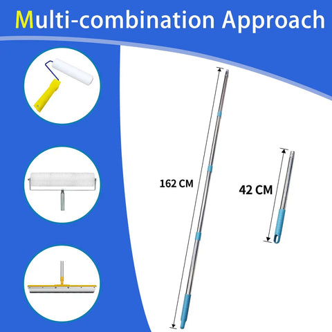 Self Leveling Concrete Tools Spiked Roller With 63in Telescopic Pole For Epoxy Resin And Concrete Floors, Boost Job Speed And Precision, Slash Labor Time In Half With A Pro Grade Kit 162 cm pole