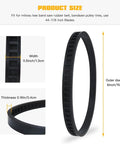 Top Shelf 4 Pack 6 Inch Bandsaw Wheel Tires Dead Nuts Perfect Fit Solid Rubber Cushion, showing dimensions and thickness.