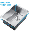 Stainless Steel Single Bowl Bar Sink For Small Kitchen Spaces, Undermount Prep Sink With Strainer, dimensions 14 x 18 x 8.5 inches