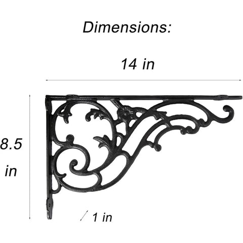 Certified Knockout Vintage Cast Iron Shelf Brackets For Heavy Duty Wood Floating Shelves And Ornate Wall Mounted Display Supports That Look Absolutely Dope In Every Single Home, 14x8.5 in.