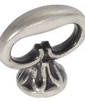 Manor House Mock Key Cabinet Pull 1-1/8 Inch Silver Stone Finish with vintage detailing, shown from an angle.