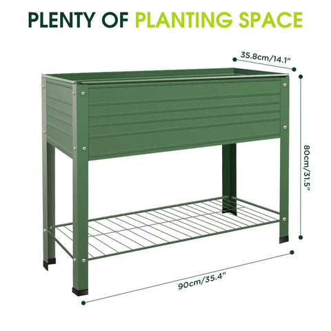 Green Two Pack Raised Garden Beds Made From Galvanized Steel Planter Boxes With 400 Lb Capacity, Five Drainage Holes And Two Flow Channels
