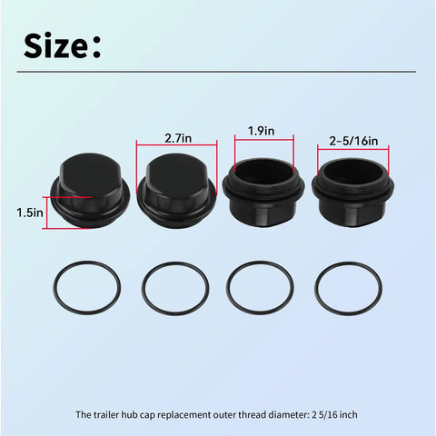 2 Pack Hub Dust Caps Replacement for Dexter Vortex Hubs With 5 Bolt Pattern Includes O Ring Fits 1250 To 1750 Lb Marine Trailer Hubs