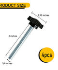 Killer Star Knobs With Galvanized Steel Bolts 1/4-20 Thread, 2-inch long with 0.95-inch grip, 4-piece set for workshop use.