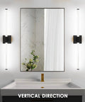 Lit Matte Black Vanity Light Fixture For Bathrooms, 31.6 Inch Modern Wall Sconce With Integrated LED on bathroom wall