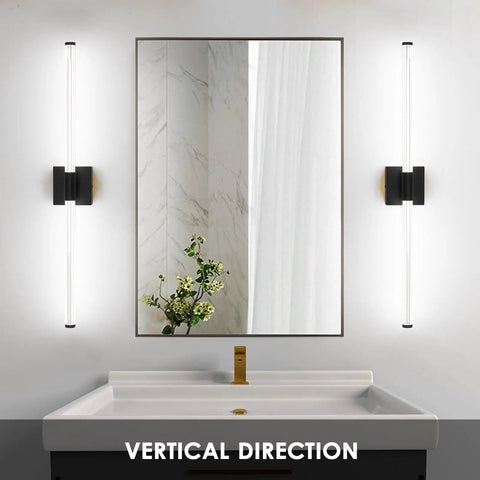 Lit Matte Black Vanity Light Fixture For Bathrooms, 31.6 Inch Modern Wall Sconce With Integrated LED on bathroom wall