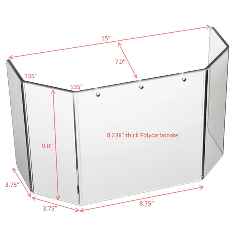 MG-1 Floor Mount Milling Machine Guard With OSHA Compliant Safety Shield, polycarbonate measurement details shown.