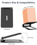 Desk Speaker Stands For Bookshelf Monitors With 22 Lb Capacity, 16 Degree Tilt, Anti-Vibration Pads, Size Dimensions Diagram, Black