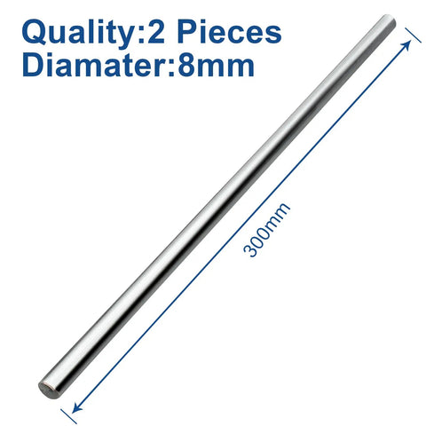 Two-Pack 8mm x 300mm Linear Motion Rods Shaft Guides For CNC Machines And 3D Printers Chrome Plated Carbon Steel Precision Rods 5/16 Inch x 11.81 Inch Durable Pro Grade With Smooth Glide, 8mm x 300mm rod
