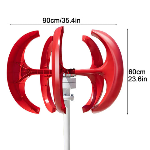 Beast 1000W Lantern Wind Turbine Kit With Five Blades 12V 24V Hybrid Home Power Generator Smart MPPT Tech side view