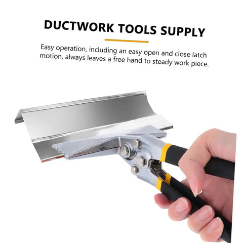 Beefy Multi-Functional Hand Seamer Tool With Electric Edge Folding Pliers for HVAC sheet metal bending and clamping in use