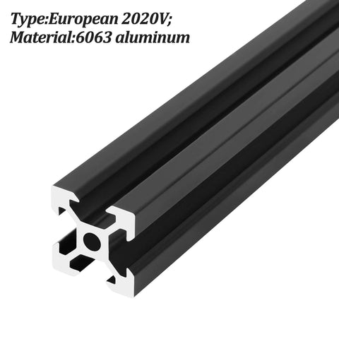 Heavy Duty 600mm 2020 V European Standard Anodized Black Aluminum Profile Extrusion Linear Rail 3D Printers CNC
