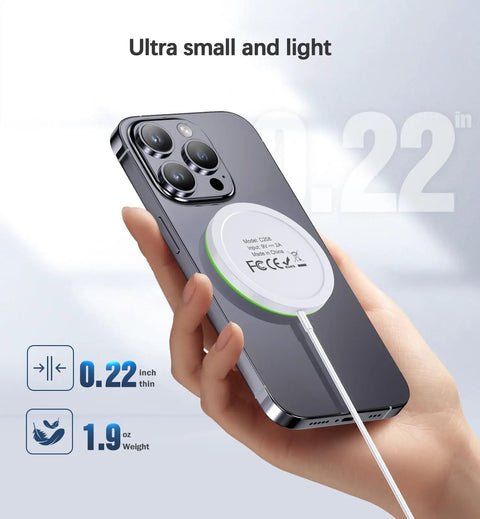 Fast Charging MagSafe Wireless Charger Pad 15W For iPhone 12 13 14 15 16 17 Series And AirPods Pro with hand holding charger