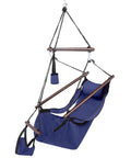Deluxe Hanging Hammock Sky Chair For Chill Sessions With Pillow And Drink Holder Solid Wood Spreader Bar Weather Resistant