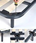 Assembly of set of four adjustable bed frame support legs, heavy duty slats support for bed frames, 7.08 to 13 inches height