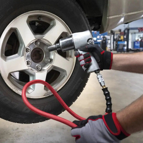 AvaGard Half Inch Air Hose Fifty Feet Heavy Duty Flex That Stays Flexible From Minus Forty To One Eighty Degrees used with air tool