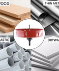 Moretopgood 6 Inch HSS Bi-Metal Hole Saw Kit With Arbor And Dust Bowl for cutting wood, plastic, metal, and drywall.