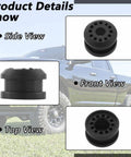 2 Piece Transfer Case Linkage Bushing Grommet Kit For Ram Trucks 2002 To 2010 1500 2500 3500 Keeps Shifts Smooth And Tight Replaces 68078974AA 68078975AA black rubber bushing, front and top views