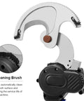 Close-up of JHnkoj Portable Ratchet Cable Cutter with cleaning brush feature for efficient maintenance in electric power construction.
