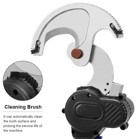 Close-up of JHnkoj Portable Ratchet Cable Cutter with cleaning brush feature for efficient maintenance in electric power construction.