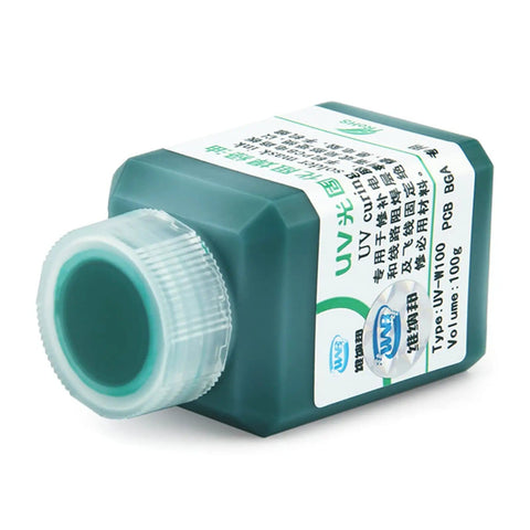 Dope UV Curable Solder Mask For PCBs Green Solder Resist Coating 100g tube angled view