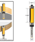 Pattern Bit Flush Trim Router Bit With Top And Bottom Bearing One And A Half Inch Cutting Length And One Quarter Inch Shank