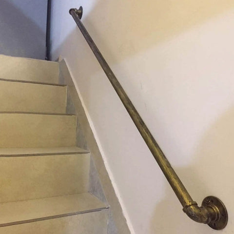 Heavy Duty Wall Mounted Grab Bar And Non Slip Handrail For Indoor Outdoor Steps And Baths, 19 Foot Safety Railing attached to stairwell