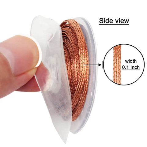Side view of Desoldering Wick Braid 10ft Roll For PCB Repairs And Component Removal No Clean Solder Wick Desoldering Tool