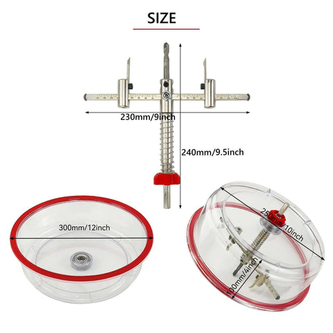 AeKeatDa hole saw cutter kit 1-5/8 to 8 in with ABS dust cover; two clear cases with red rims.