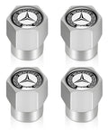 Mercedes Benz Tire Valve Stem Cap Covers 4 Pack Aluminum Alloy Metal Wheel Air Caps For AMG A C E S Class And GLA GLC GLE CLA GLK SLK Cars