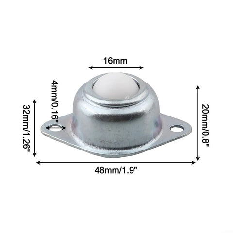Heavy Duty Nylon Ball Casters Gliding Smooth As Butter With Quiet Roller Wheels And A Tough Galvanized Mount side view specifications