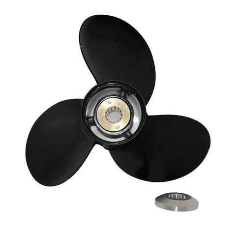 Outboard Propeller Ten And Three Eighths Inch Diameter Thirteen Pitch With Pressed In Hub Three Blade Aluminum Right Hand Rotation Compatible With Mercury Mariner Marathon And Seapro Twenty Five To Seventy HP Engines Replaces OEM 48 73136 A45