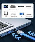 100 Pack RJ45 Cat6 Pass Through Connectors For Solid Or Stranded UTP Cable, Modular Plugs, Easy Crimp Termination, Supports 24 To 26 AWG And Up To 6.1mm OD in Ethernet cable close-up