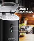 Nugget Ice Maker Countertop Portable Sonic Pebble Ice Maker with self cleaning, open lid showing ice and control panel, black