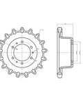 Bulletproof Track Drive Sprocket With Nine Holes And Seventeen Teeth Single Speed Undercarriage Replacement Fits Bobcat T200 T300 T630 T770 T870 detailed design drawing with measurements.