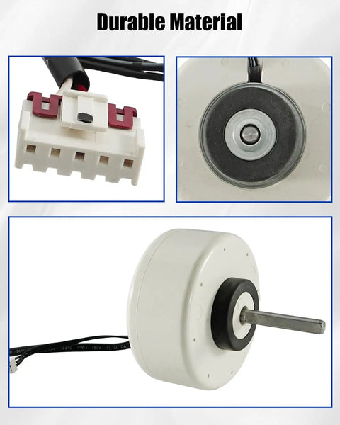 Beefed-Up Brushless DC Condenser Fan Motor For Midea Air Conditioners, 208–230V 60Hz 20W connector and components close-up