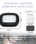 Wireless Magnetic USB Car Dome Light For Interior Ceiling, Soft LED Map Reading Lamp With Rechargeable Battery, parts shown