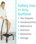 Woman in robe using Step Up Stool With Handy Grip For Seniors And Adults Heavy Duty Bariatric Metal Bedside Bath Stool Up To 300 Pounds Non Slip Platform With Wide Angled Legs For Stable Easy Access in bathroom