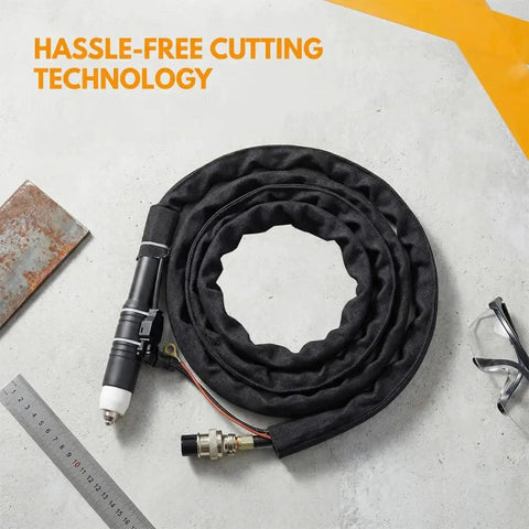 Pilot Arc Plasma Cutter Torch With No Touch Cutting For Painted And Rusty Surfaces Minimal Slag And Longer Consumable Life 3M 10ft Cable Straight Head Gun Compatible With Cut50P PLC55P PLC60P PLC65P CT418P on workshop floor