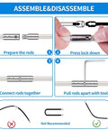 Steps to assemble and disassemble the 48-Foot Dryer Vent Cleaning Kit With Chrome Button Locking System in use