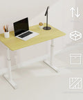 Heavy Duty Height Adjustable Standing Desk Featuring Smooth Manual Crank Ergonomic Wood Surface Zero Power Sit Stand Workstation Built Different For Your Daily Grind Setup with laptop and lamp.