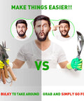 Man holding multiple garden tools versus Two Pack Beefy Garden Trowels Set With Stainless Steel Blades And Ergonomic Handles For Digging