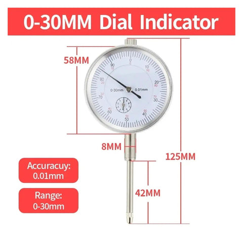 Pro Grade Dial Indicator With Magnetic Holder And Bore Gauge Stand For Precise Gap And Surface Measurement 30mm Dial Indicator compact 0-30mm